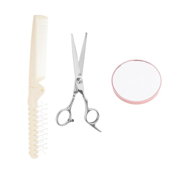 Herramientas de Peluquería profesion - 1 piece Tijeras + 1 piece de cabellero + 1 piece Espejo de 2x / 5x Rosa Beige Macarena Cepillo plegable para peine
