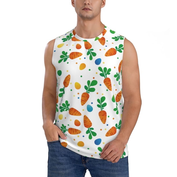 Balery Cute Carrot Camisetas sin mangas para hombre, absorbe la humedad y protege contra el mal olor.-Medium