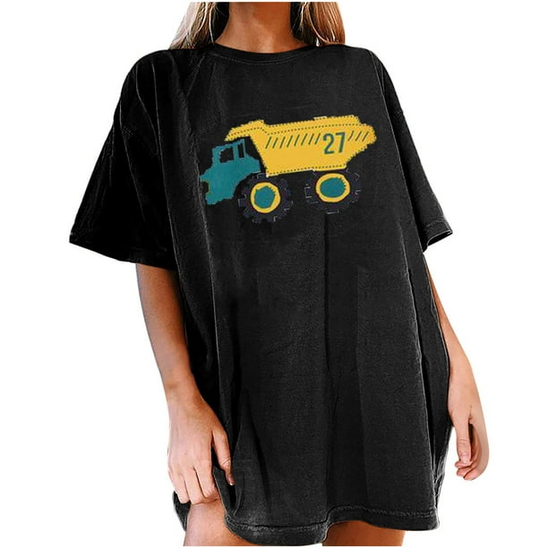 LWZWM Casual Tops for Women Wrap Tops Vintage Drop Sleeves Car Printed  Pattern Short Sleeve Tops Trendy T-shirt Work Henry Shirt Y2k T-shirt  Baseball 