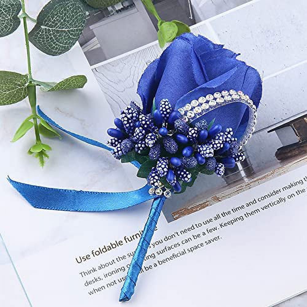  V-BICUIYUAN Corsage and Boutonniere Set-Prom Artificial Peony  Rose Flower Wrist Corsage Bracelets, Homecoming Corsage Wristlet, for  Wedding Flowers Accessories Prom Suit Decorations (Royal Blue) : Home &  Kitchen