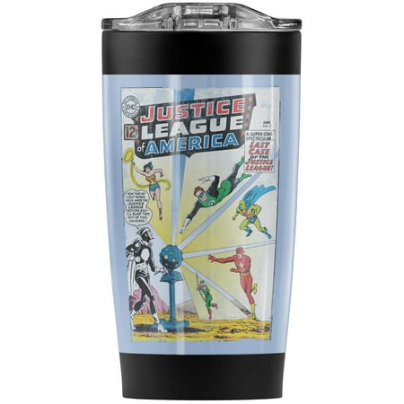 

Justice League Vintage Cover 12 Stainless Steel Tumbler 20 oz Coffee Travel Mug/Cup Vacuum Insulated & Double Wall with Leakproof Sliding Lid | Great for Hot Drinks and Cold Beverages