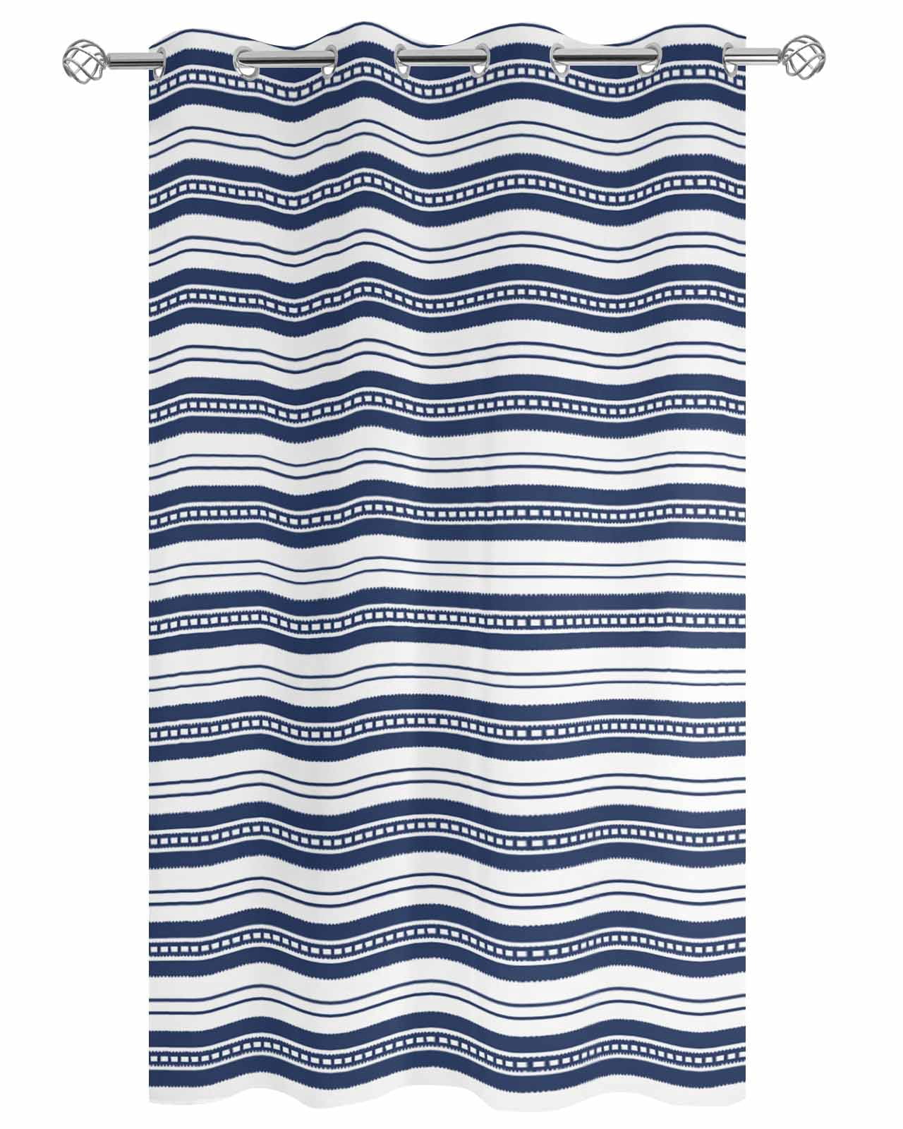 nqOlkjepod Outdoor Curtains for Patio Waterproof, Navy Blue Striped Outdoor Privacy Panels Grommet, Farmhouse Striped Geometric Art Blackout Outside Curtains for Porch/Cabana 54"x108", 1 Panel