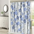 thumbnail image 2 of Blue Floral Shower Curtain, Aesthetic Spring Shower Curtain for Bathroom Waterproof Fabric Watercolor Shower Curtain Set with Hooks, 72x72 Inch, 2 of 6