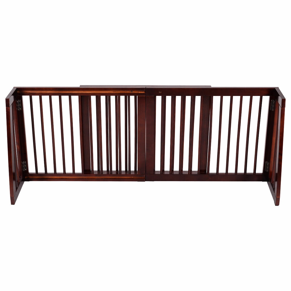 Gymax Folding Adjustable 3 Panel Wood Pet Dog Slide Gate Safety Fence