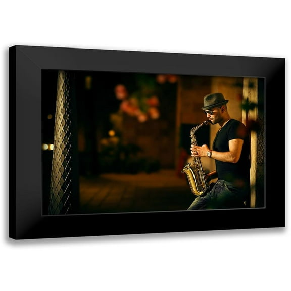 Kzh 14x11 Black Modern Framed Museum Art Print Titled - Mood with jazz
