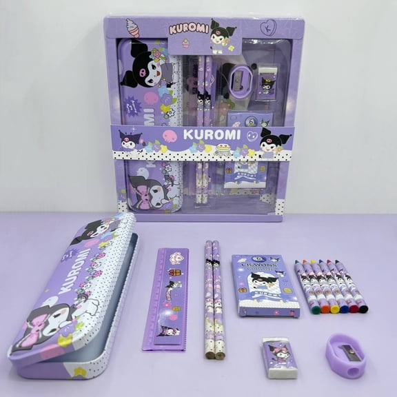 Cartoon KT KRM My MLD Student Stationery 5-piece Set (Pencil Case Pencils Crayons Pencil Sharpener Ruler) Stationery Set Gift Box
