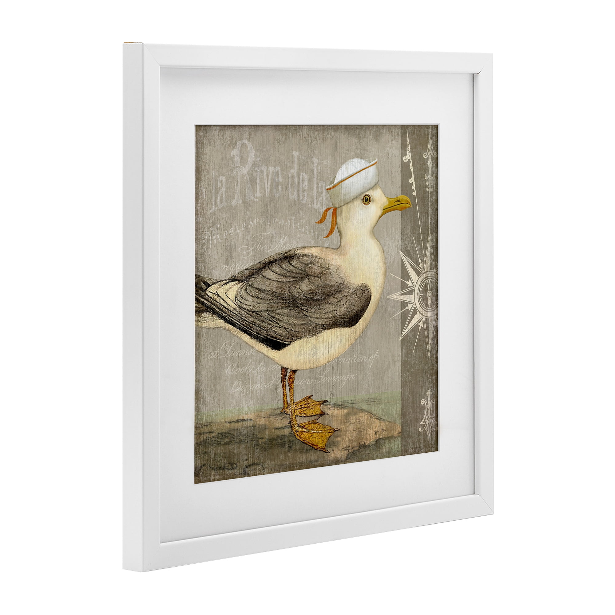 Stupell Industries Rustic Little Seagull White Framed Print Under Glass, design by Suzanne Nicoll