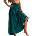 thumbnail image 2 of Women's High-Waisted A-Line Maxi Skirt with Pockets Spring/Summer Casual Loose-Fit Solid Color Pleated Waist Ankle-Length Skirt, Size S-XL, 2 of 9
