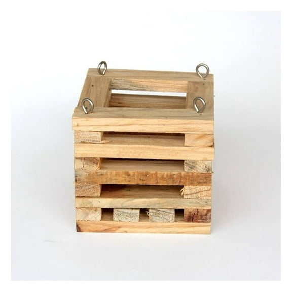 Orchid Basket 4 inch Square Wooden Hanging Planter - 2 Pack with 20 inch Hangers; Indoor Outdoor Decorative Plant Holders for Orchids, Ferns, Succulents