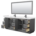 thumbnail image 3 of Wyndham Collection Miranda 84" Marble Double Bathroom Vanity in Gray/Black, 3 of 7