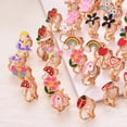 thumbnail image 5 of 20 pares de aretes con clip para niñas, aretes de flores lindos para niños, vestido de princesa (hy), 5 of 5