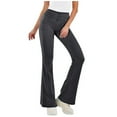 thumbnail image 2 of ZHOGXU Women's Jeans High Waist Solid Color Buttons Flare Stretchy Comfortable Denim Pants Trousers For Gym Casual Wear,Dark Gray,Xl, 2 of 9