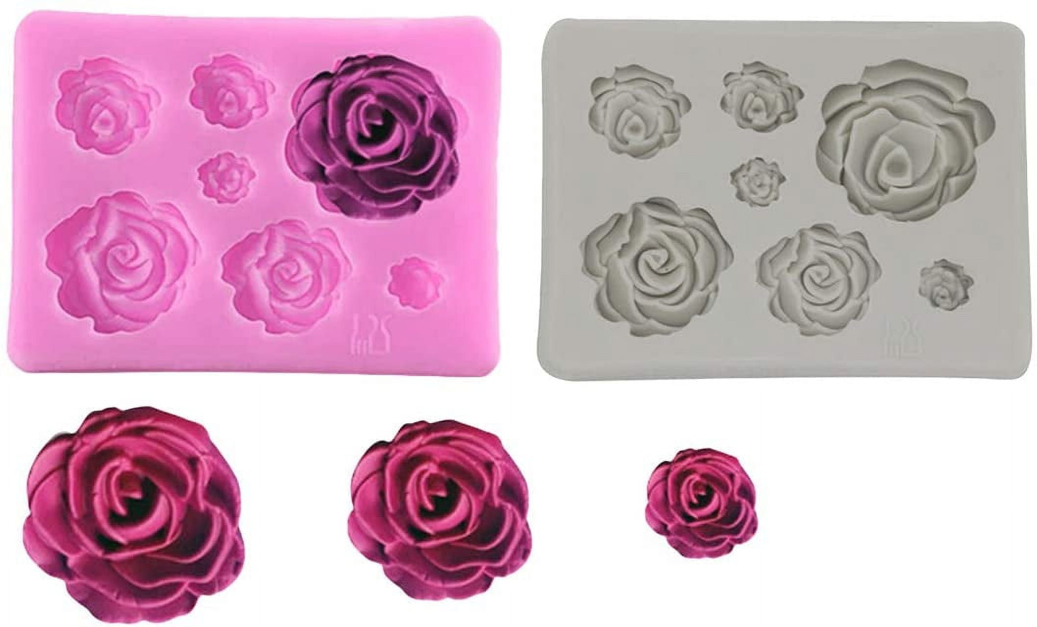 2PCS Rose Flowers silicone molds Cake Chocolate Mold wedding Cake  Decorating Tools Fondant Sugarcraft Cake Molds 