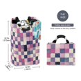 thumbnail image 2 of Yayeee Freestanding Laundry Hamper with Handle Collapsible Large Storage Basket for Clothes, Pink and Purple Plaid Pattern, 2 of 7