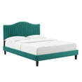 thumbnail image 2 of Modway Juniper Channel Tufted Performance Velvet Twin Platform Bed in Teal, 2 of 10