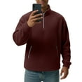 thumbnail image 4 of ASDFVBKG Quarter Zip Pullover Men Polar Fleece Stand Collar Lightweight Long Sleeve Pullover Outerwear Loose Fit Fall Winter Solid Outfits Deep Red S, 4 of 6