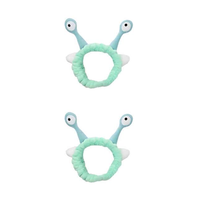 relayinert Elastic And Easy To Wear Cartoon Headband For Washing Face Practical And Convenient Plush Headband light green 2Set