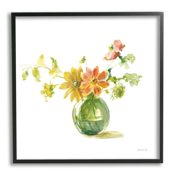Stupell Industries Summer Serenade Bouquet Botanical & Floral Painting Black Framed Art Print Wall Art, 12 x 12
