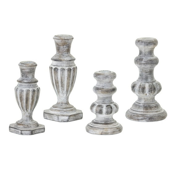 Melrose Set of 4 Distressed Antique Style Candle Holders 7.5”