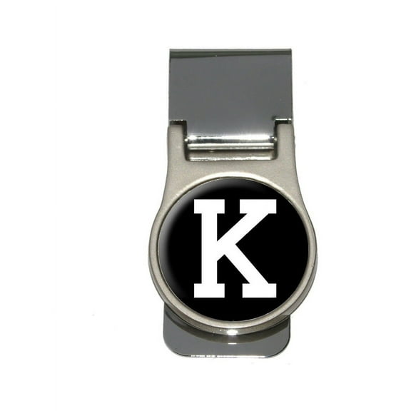 Letter K Initial Black White Money Clip