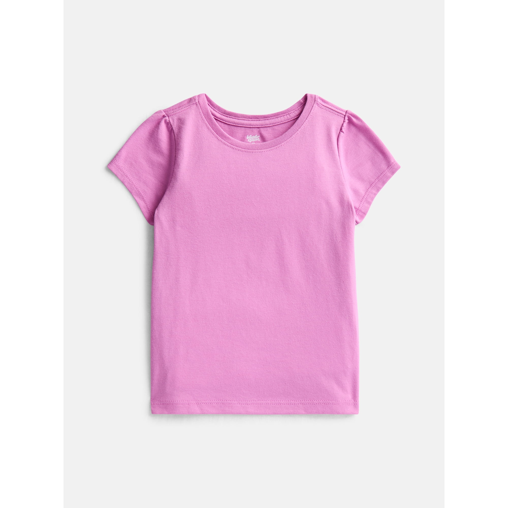 Wonder Nation Baby and Toddler Girls Tee with Short Puff Sleeves, Sizes 0M–5T