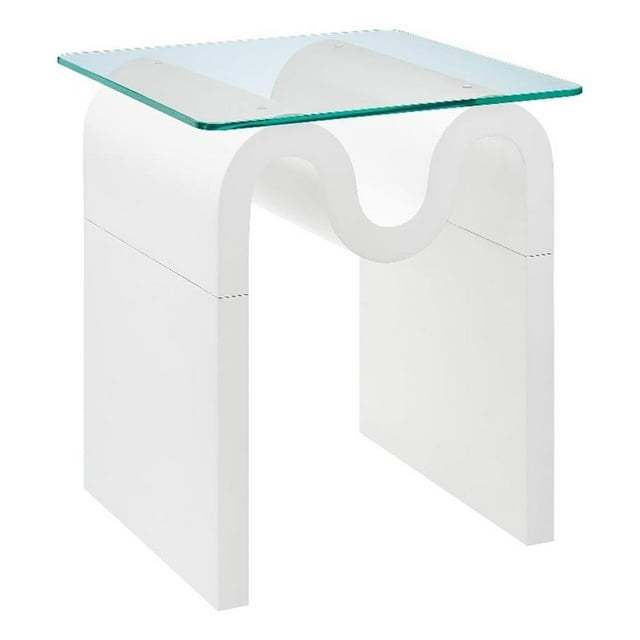 Mesa Modway Ondine con tapa de cristal blanca 43x43x45 cm