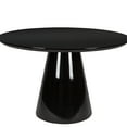 thumbnail image 5 of Black Glossy Minimalist 6 Dining - Solid Wood Pedestal Table Modern Gloss Base Round Seats, 5 of 6