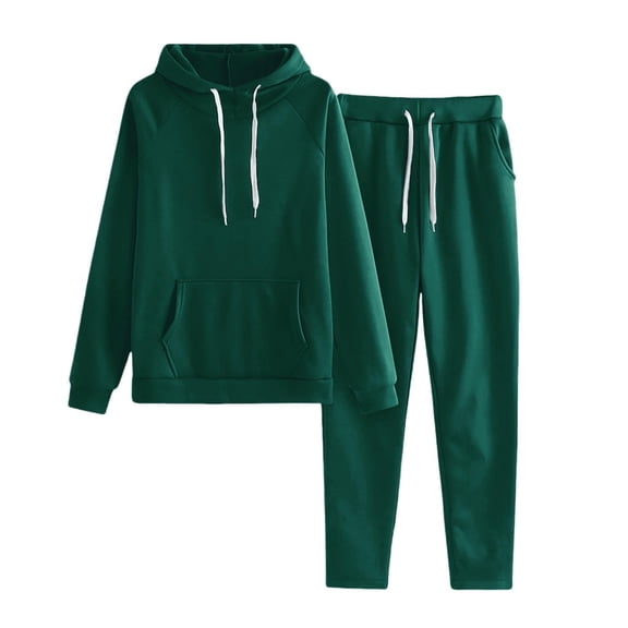 GiLiling Tracksuit for Girls Set, 2-Piece Outfit with Pocket Hoodie and Pants, Fall Jogging Workout Set for Kids (Green, 7-8 Years)