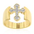 thumbnail image 2 of Precious Stars R07544T-C01-05 Precious Stars Goldtone Cubic Zirconia Cut-Out Cross Ring, 2 of 4