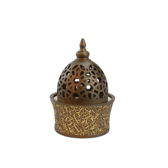 Calligraphy Style Closed Incense Bakhoor Burner - Coffee