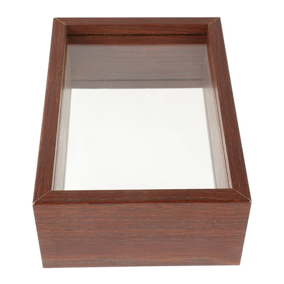 IDEANATEGRATE 1Pack Display Box Frame Dark Red Wood Material Ticket Showcase 16.2X11X5.7in