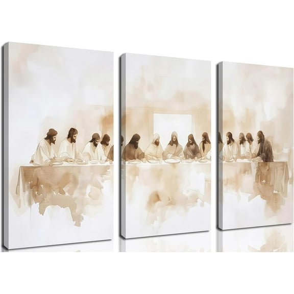 Jesus Last Supper Wall Art Christian Wall Art Canvas Print Religious Painting Wall Decor Pictures Home Decor for Living Room Dining Room(Only canvas)