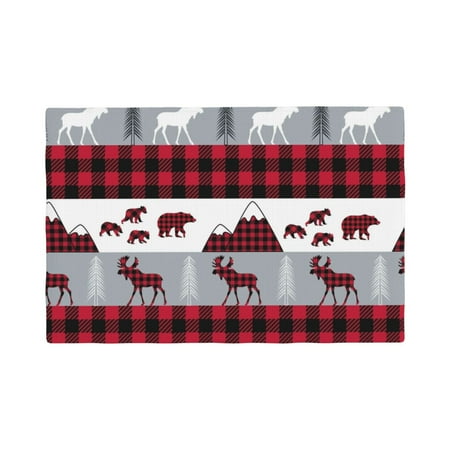 

Table Placemats Set of 6 - Buffalo Plaid Forest 12x18 In Faux Linen Double Heat Resistant Place Mats Cloth Indoor/Outdoor Placemats Washable Table Mats for Dining Kitchen Party