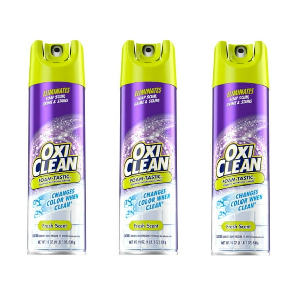 OxiClean Foam-Tastic™ Foaming Bathroom Cleaner, Fresh Scent, 19 oz Spray Can, Eliminates Soap Scum, Grime and Stains (Pack of 3)