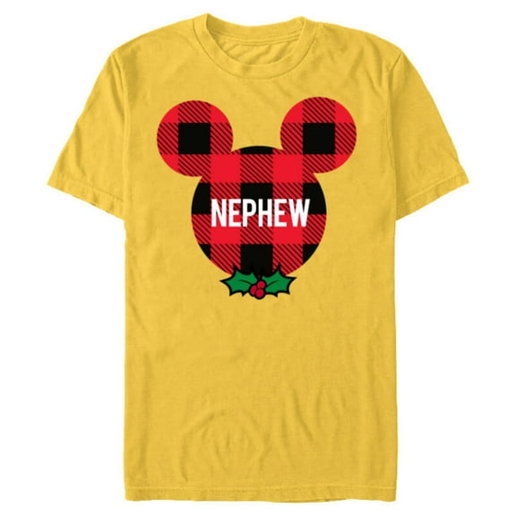 Disney Mickey Mouse NEPHEW Holiday Family - Short Sleeve Blended T-Shirt for Adults - Customized-Yellow