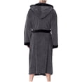 thumbnail image 5 of Blueek Men Patchwork Fashion Long-Sleeved Hooded Belted Comfortable Night Gown Bathrobe, 5 of 8