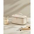 thumbnail image 2 of Bolsa de maquillaje Prite de gran capacidad impermeable con asa, color beige, 2 of 7
