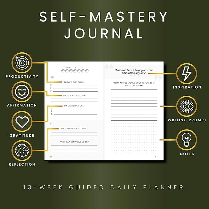 Daily Journal for Men - Gratitude Journal Notebook - Reflection Journal for Mindfulness