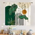 thumbnail image 3 of Green Boho Kitchen Curtains for Bedroom, Mid Century Modern Tropical Palm Leaves Minimalist Abstract Geometric Arch Bohemian Living Room Window Drapes Treatments 2 Panels, 84"x63" Inch, 3 of 5