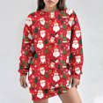 thumbnail image 1 of RKSTN Robes pour Femmes Décontractées Couleur Unie Col Rond Imprimé de Noël Robe à Capuche à Enfiler Robes Coupe Ample, 1 of 5