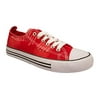 Womens Casual Canvas Shoes Solid Colors Low Top Lace Up Flat Fashion Sneakers (10, Ripped Red)