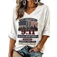 thumbnail image 2 of 9/11 25th Anniversary Shirt Womens WE Will Never Forget Tee Shirts | Lightweight Fabric, V Neck Short Sleeve Tops, American Flag, 2001-2026 25Th Anniversary Tops, Patriotic Honor Tee Shirt White,4XL, 2 of 6