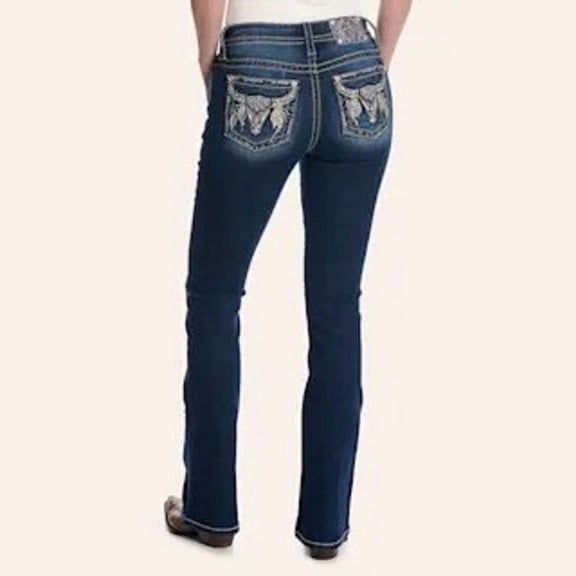 Miss Me Mid Rise Boot Cut Skull - Ladies Jeans - M9677Bv