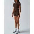thumbnail image 4 of Women'S Summer 2 Piece Outfits Skinny Shorts Tracksuit Sets Brown S, 4 of 6