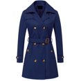 thumbnail image 1 of Gabardina Chrisuno para mujer con doble botonadura y solapa, color azul marino, talla XL, 1 of 7