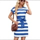 thumbnail image 2 of Vestidos de Verano para Mujer, Estilo Camiseta A Rayas, Cuello Redondo, Corta, Informal, Cintura Anudada, Corte A, con Bolsillos, Azul y , XXL, 2 of 10