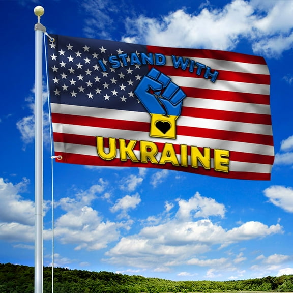Flagwix American Grommet Flag I Stand With Ukraine BNL525GF - 3x5 ft., No Flag Pole Rings