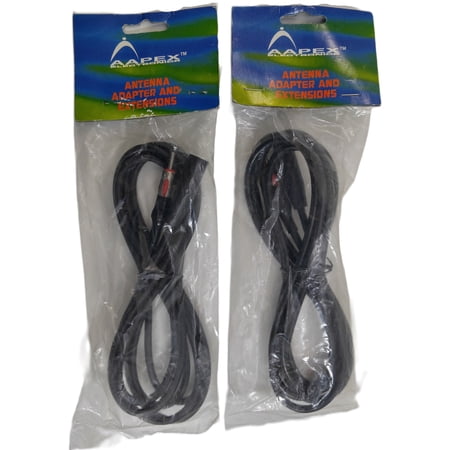 Lot of 2 Aapex AE8 AM/FM Male-Female Antenna Extension Cables 8 Foot