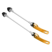 Unique Bargains 1 Pair Quick Release Lever Bicycle Quick Release Skewer Front Rear Axle Wheel Hub 145mm 180mm Gold Tone