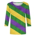 thumbnail image 5 of Mardi Gras Outfit for Women,Women's Tops and Blouses Jersey Shirts for Women Cotton Blouses for Women Casual Womens 3/4 Sleeve Tops Cotton Blend, 5 of 5
